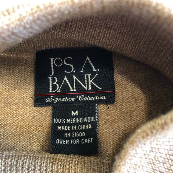 Jos A Bank Merino Wool Mock Neck Sweater Brown Quiet Luxury Minimalist Mens M - Picture 5 of 9